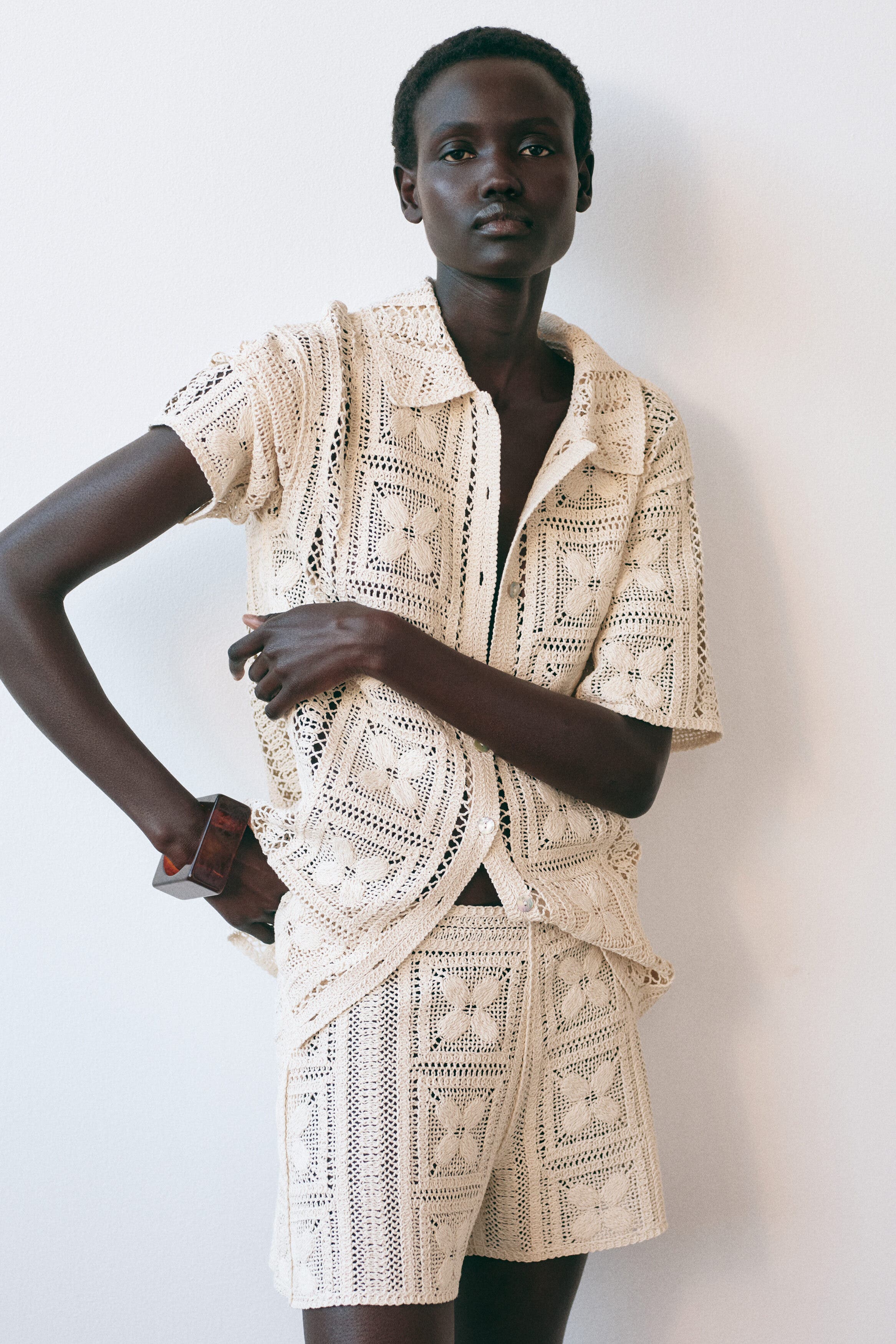 Crochet-look Silk-blend Shorts - image 2