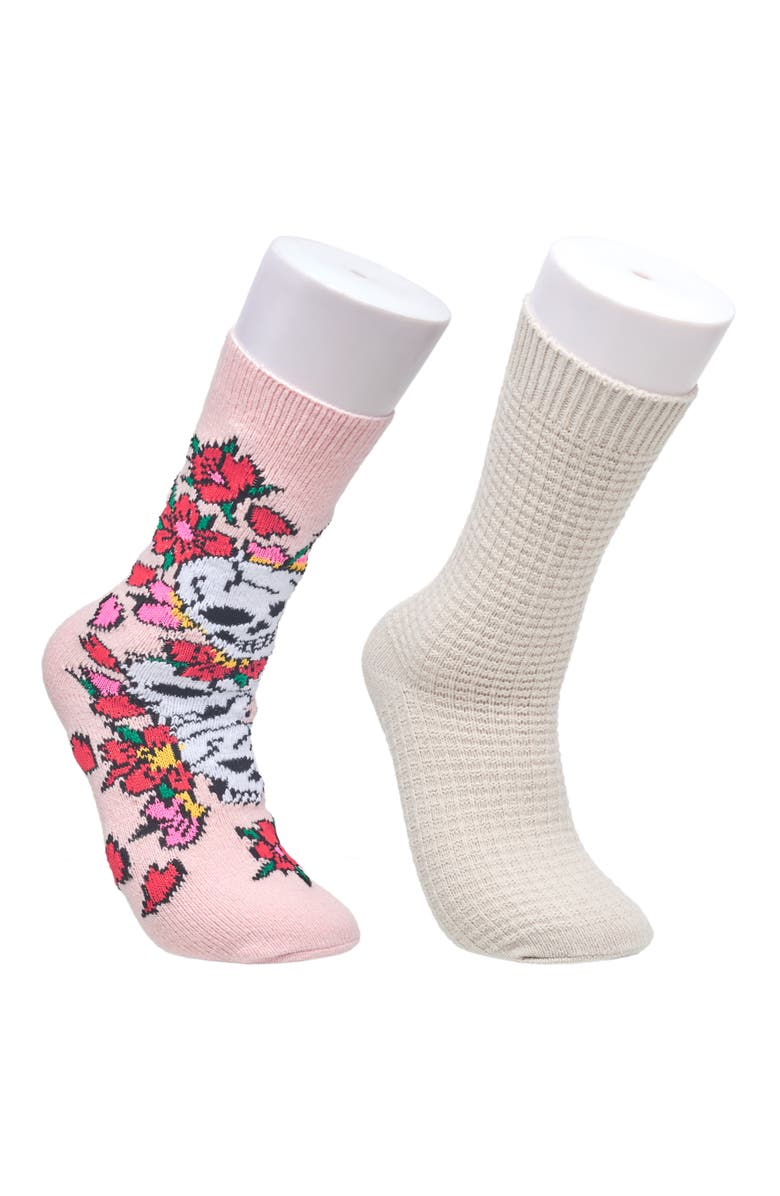 Ed Hardy Womens Floral Skull Slouchy Sock 2-Pack, Main, color, Pink Multi