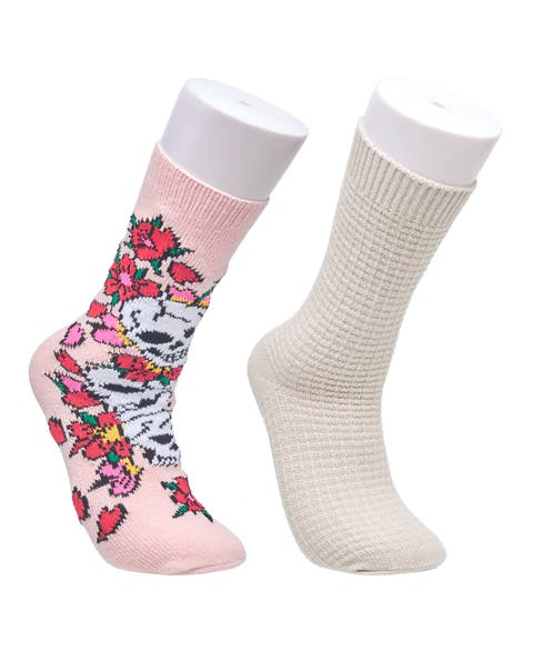 Floral Skull Slouchy Sock 2-Pack