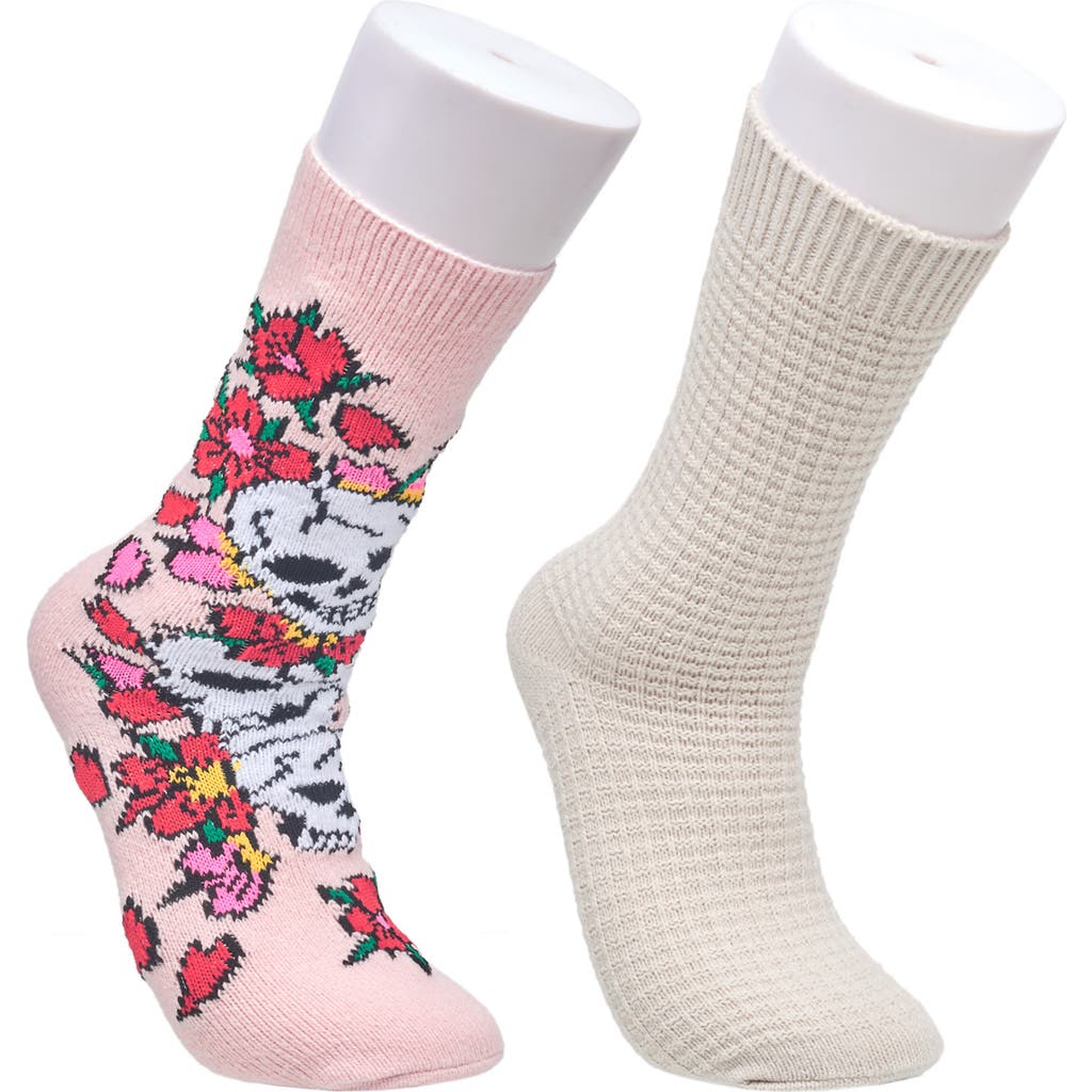 Ed Hardy Womens Floral Skull Slouchy Sock 2-pack In Multi