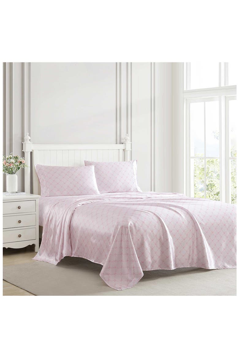 Bow Ribbon 200 Thread Count Satin Sheet Set, Alternate, color, LIGHT PINK