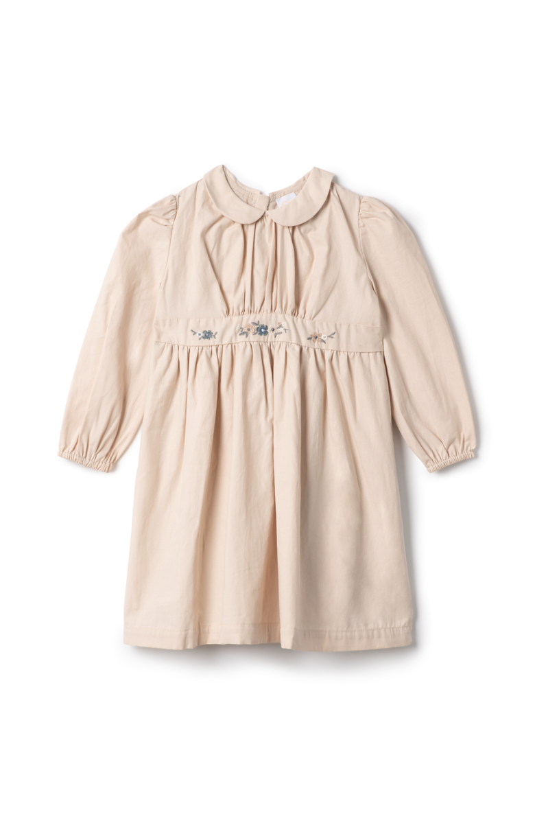 Clô Floral Embroidered Cotton Dress, Main, color, Beige