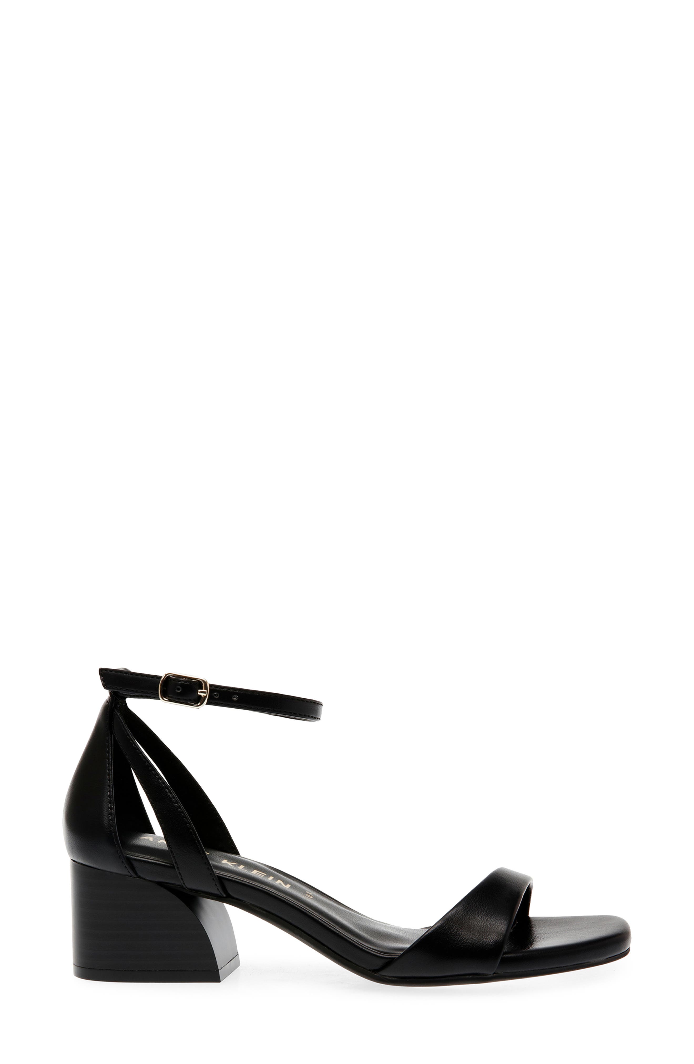 Anne Klein Mia Ankle Strap Sandal, Alternate, color, Black Smooth