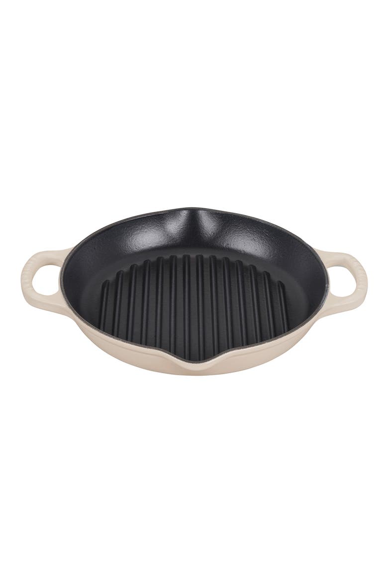 Signature 9.75-Inch Deep Round Enamel Cast Iron Grill Pan, Main, color, MERINGUE (HOUSE SPECIAL)