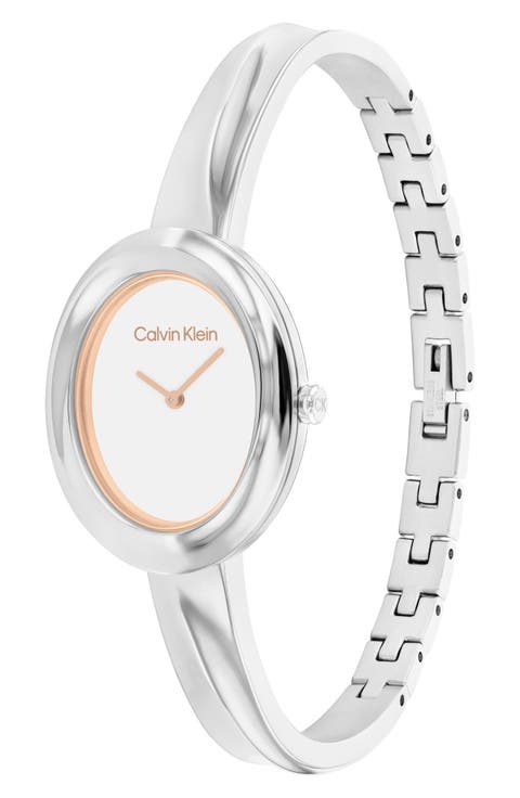 Twisted Bezel Quartz Bangle Watch, 24mm