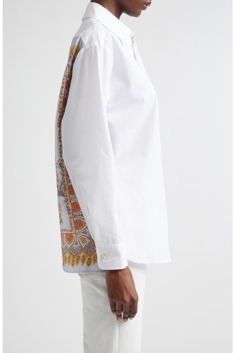 Print Back Relaxed Fit Cotton Button-Up Shirt, Alternate, color, WHITE/ PALE BLUE MULTI PRINT