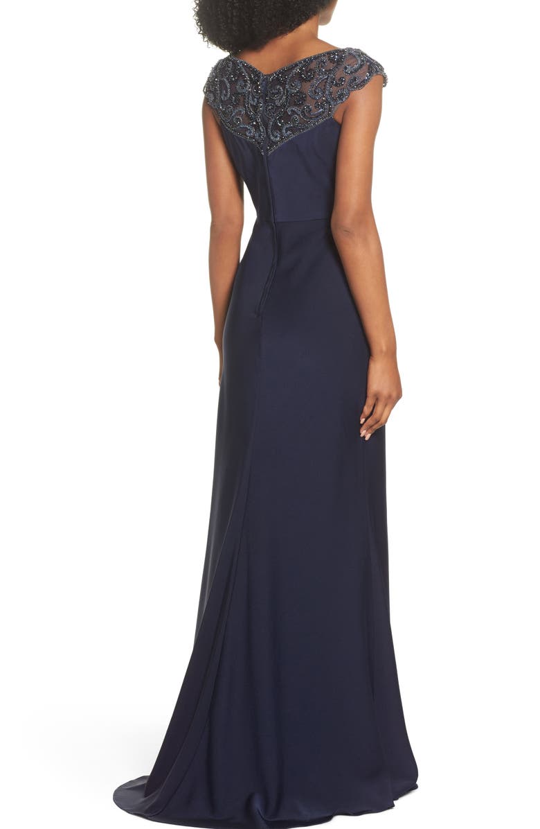 La Femme Beaded Column Gown, Alternate, color,