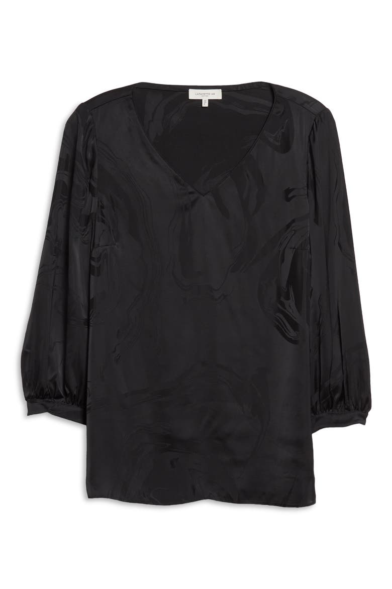 Arnette Jacquard Satin Blouse, Alternate, color, BLACK