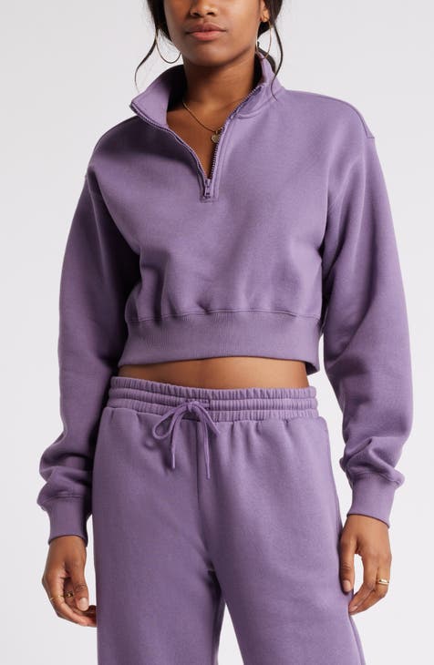 Quarter Zip Fleece Detail Sweatshirt