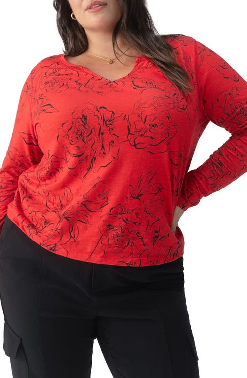 Sanctuary Perfect Notch Print Long Sleeve T-Shirt in Red Alert 