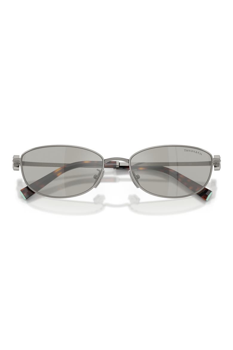 56mm Oval Sunglasses, Alternate, color, GUNMETAL / GREY MIRROR SILVER