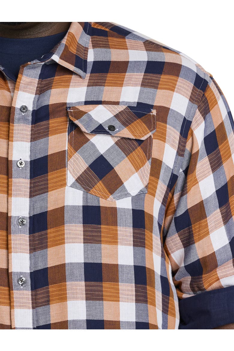 Plaid Rolled-Sleeve Sport Shirt, Alternate, color, NAVY-GLAZED GINGER