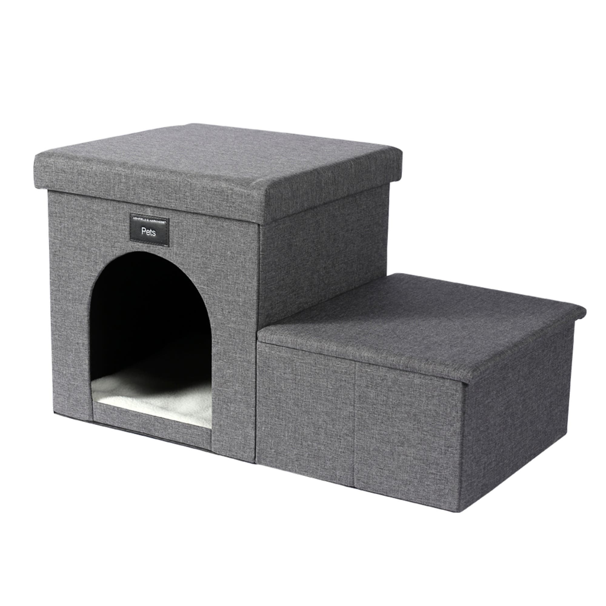 Ashfield & Harkness 2 Step Pet Stairs, Ladder for Cats or Small Dogs in Gray 