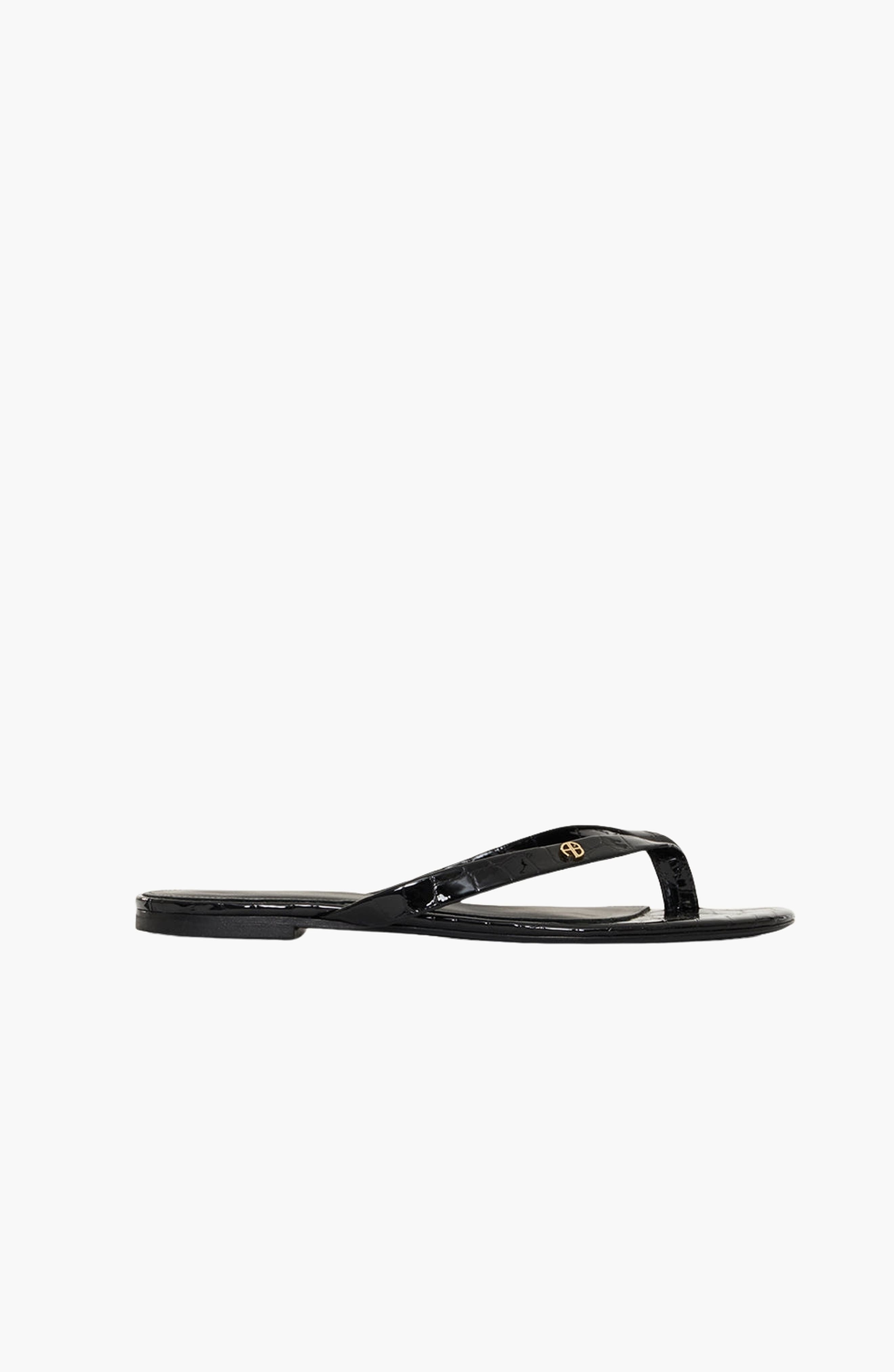 ANINE BING Noelle Thong Sandals, Main, color, Embossed Black