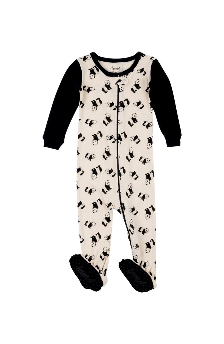 Leveret Footed Printed Cotton Matching Family Pajamas, Animal Kingdom Prints, Main, color, Panda