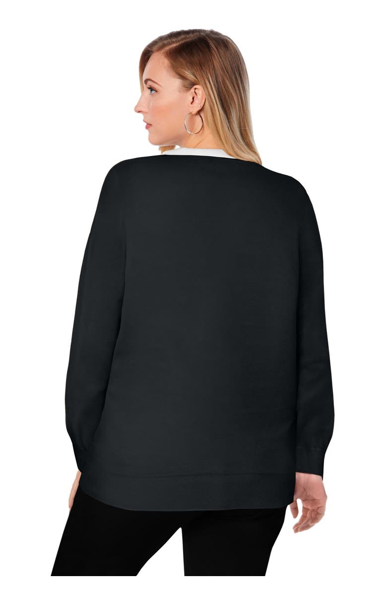 Jessica London Tie-Neck Sweater, Alternate, color, Black