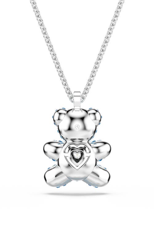 Swarovski Teddy Rhodium Plated Pendant Necklace In Blue
