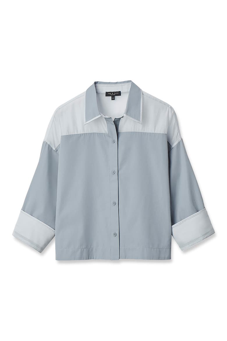 Elly Crop Button-Up Shirt, Alternate, color, GREY