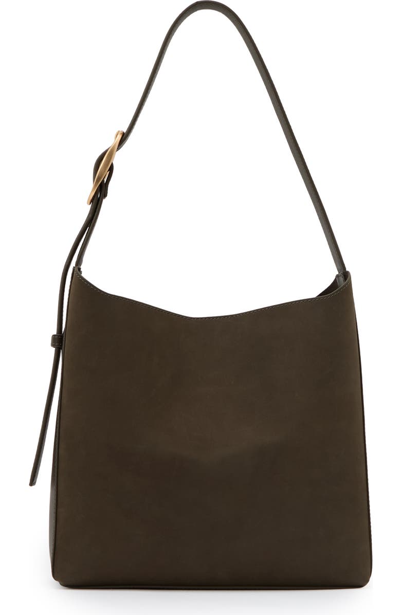 Reiss Greta Leather Shoulder Bag, Main, color, Green