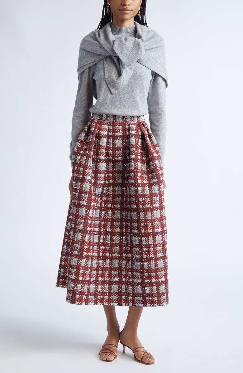 Oscar de la Renta Cashmere Sweater with Removable Scarf, Alternate, color, Melange Grey