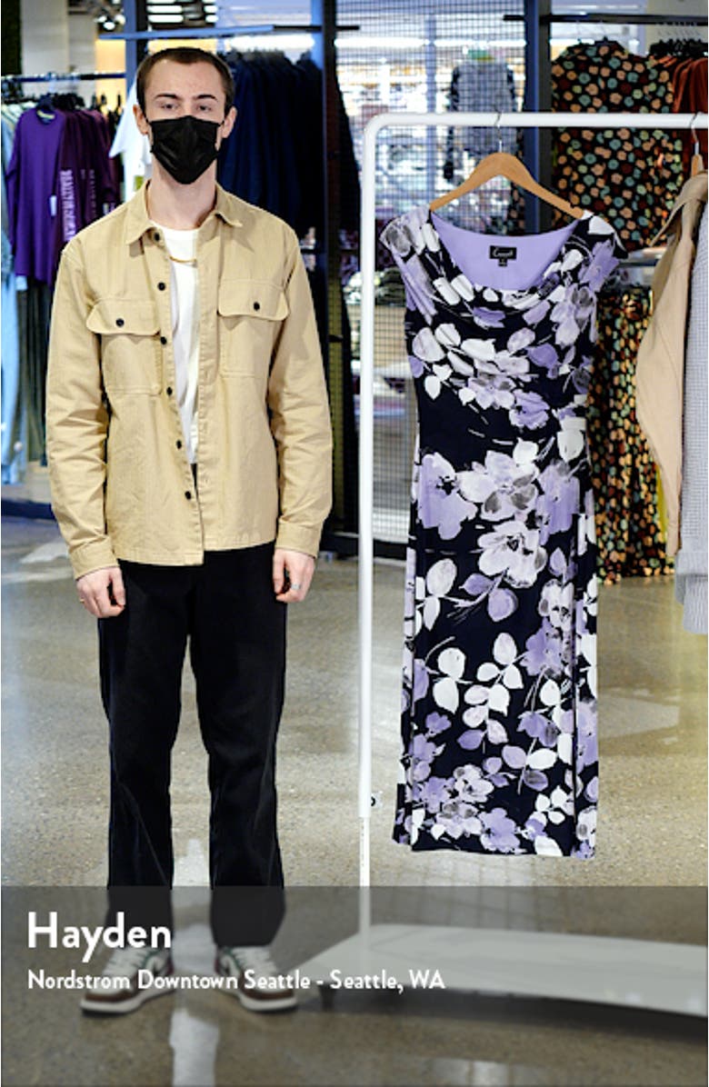 Floral Drape Neck Dress, sales video thumbnail