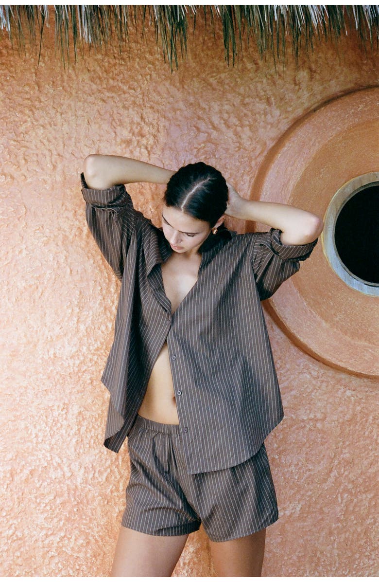 HOPE AND MAY Pacific Stripe Cotton Boxer Short, Alternate, color,