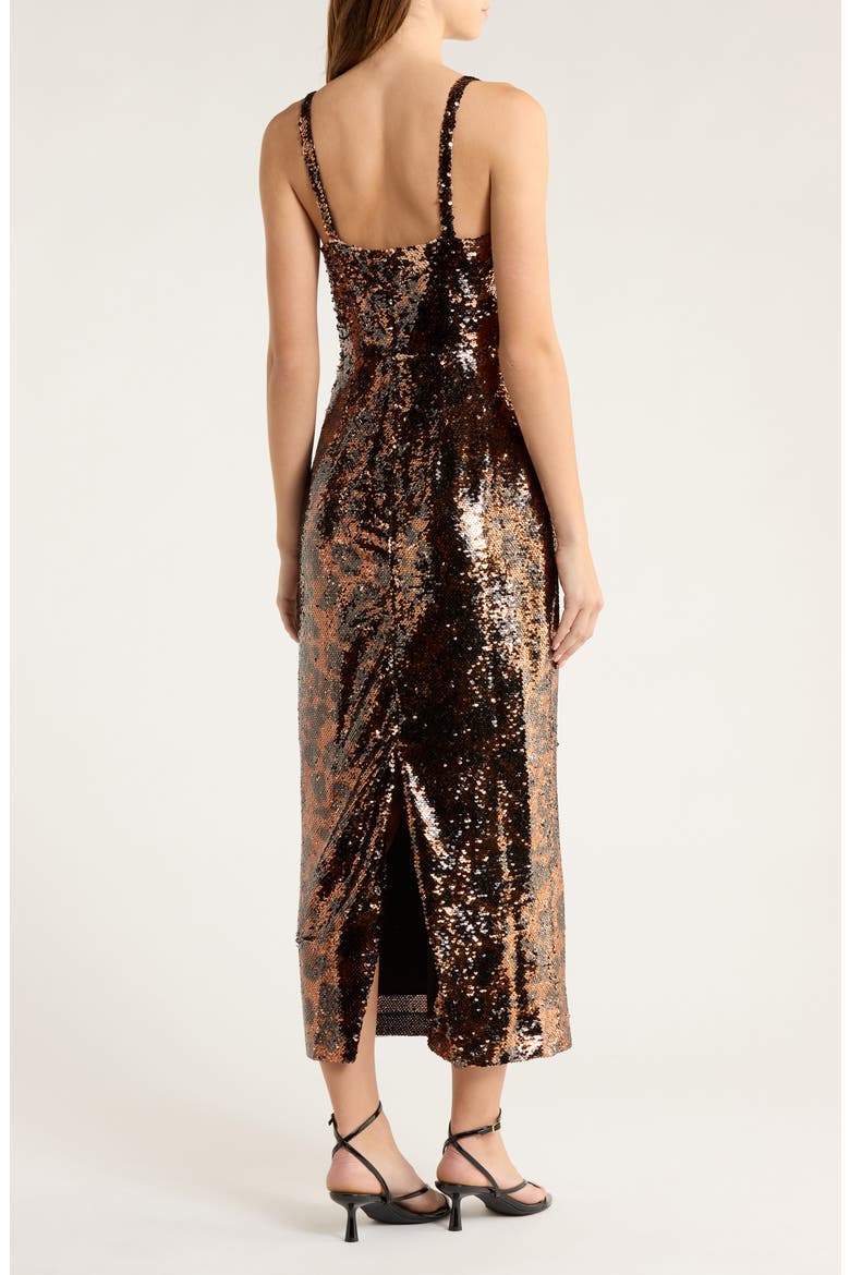 Noella Leopard Sequin Midi Sheath Dress, Alternate, color, BROWN MULTI AMUR LEOPARD