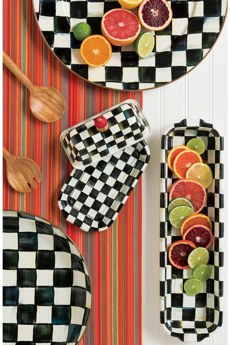 Courtly Check Enameled Steel Butter Box, Alternate, color, BLACK/ WHITE