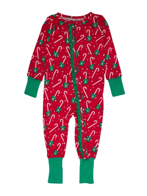 Girls SoftSnooze Holiday Convertible Ruffle One Piece Pajama