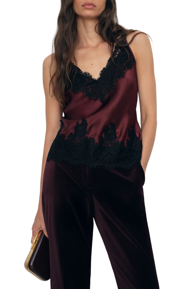 Reiss Rowan Silk Camisole, Main, color, Burgundy