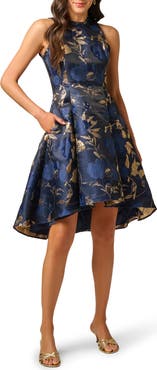 Adrianna Papell Jacquard Ruffle Sleeveless Cocktail Dress