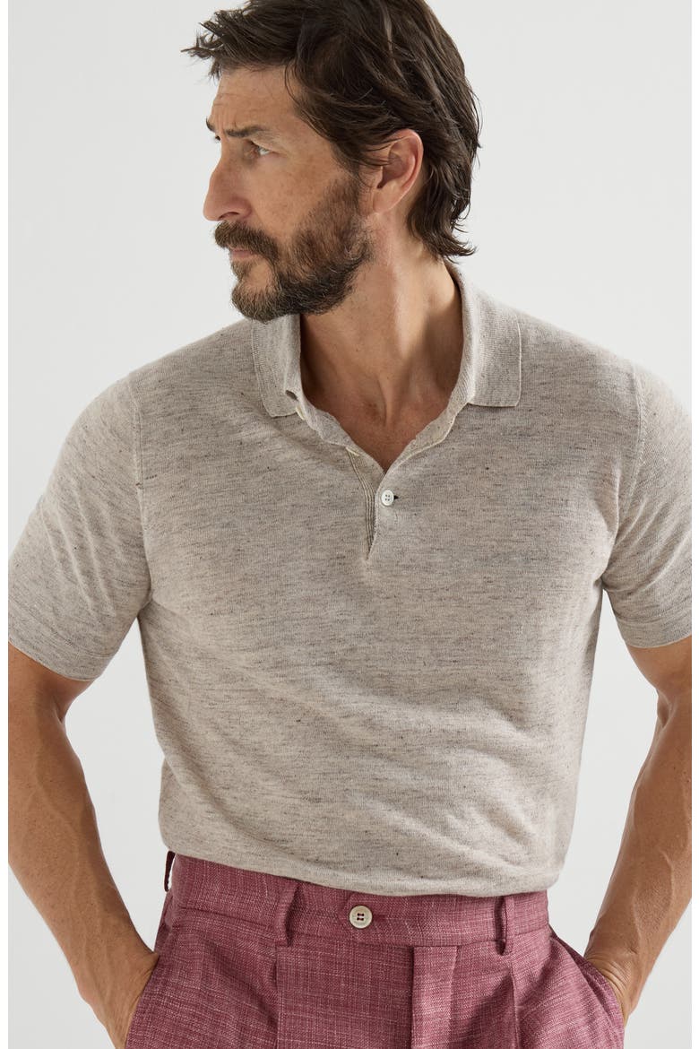 Polo-style sweater, Alternate, color, Sand