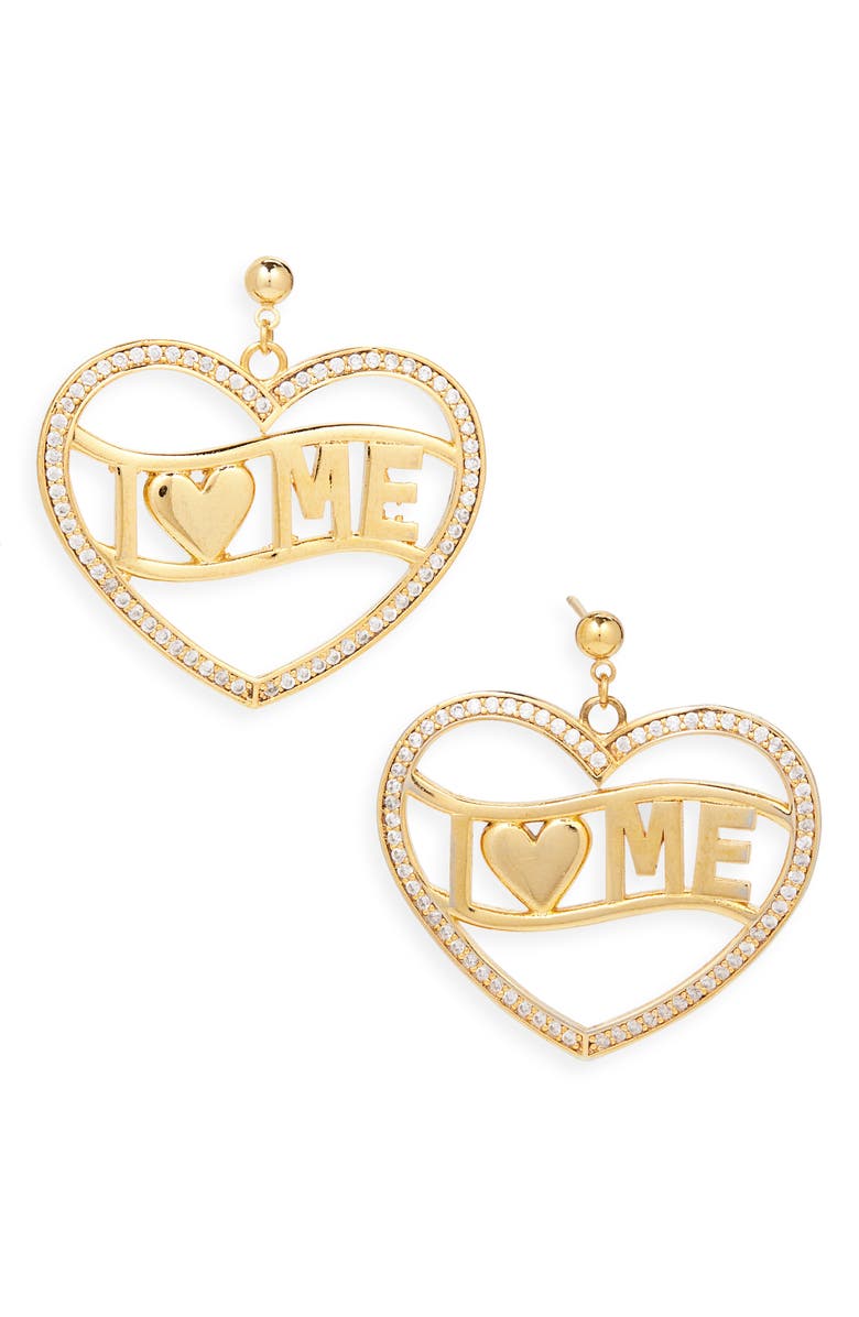 VIDAKUSH I Love Me Drop Earrings, Main, color, Gold