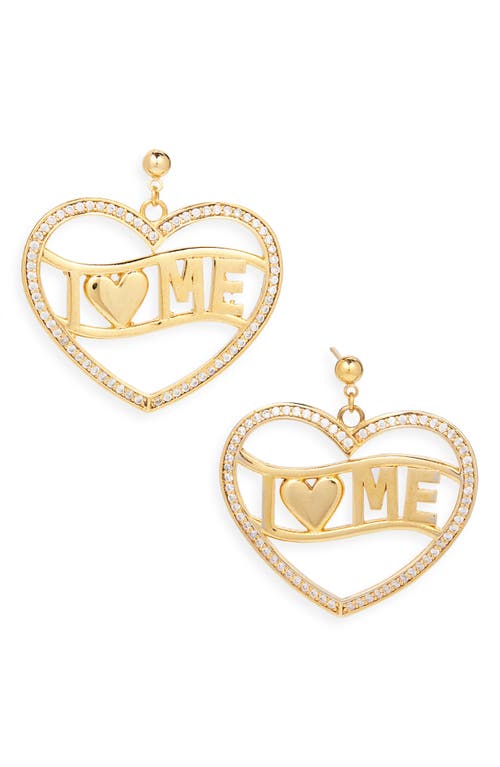 VIDAKUSH I Love Me Drop Earrings in Gold 