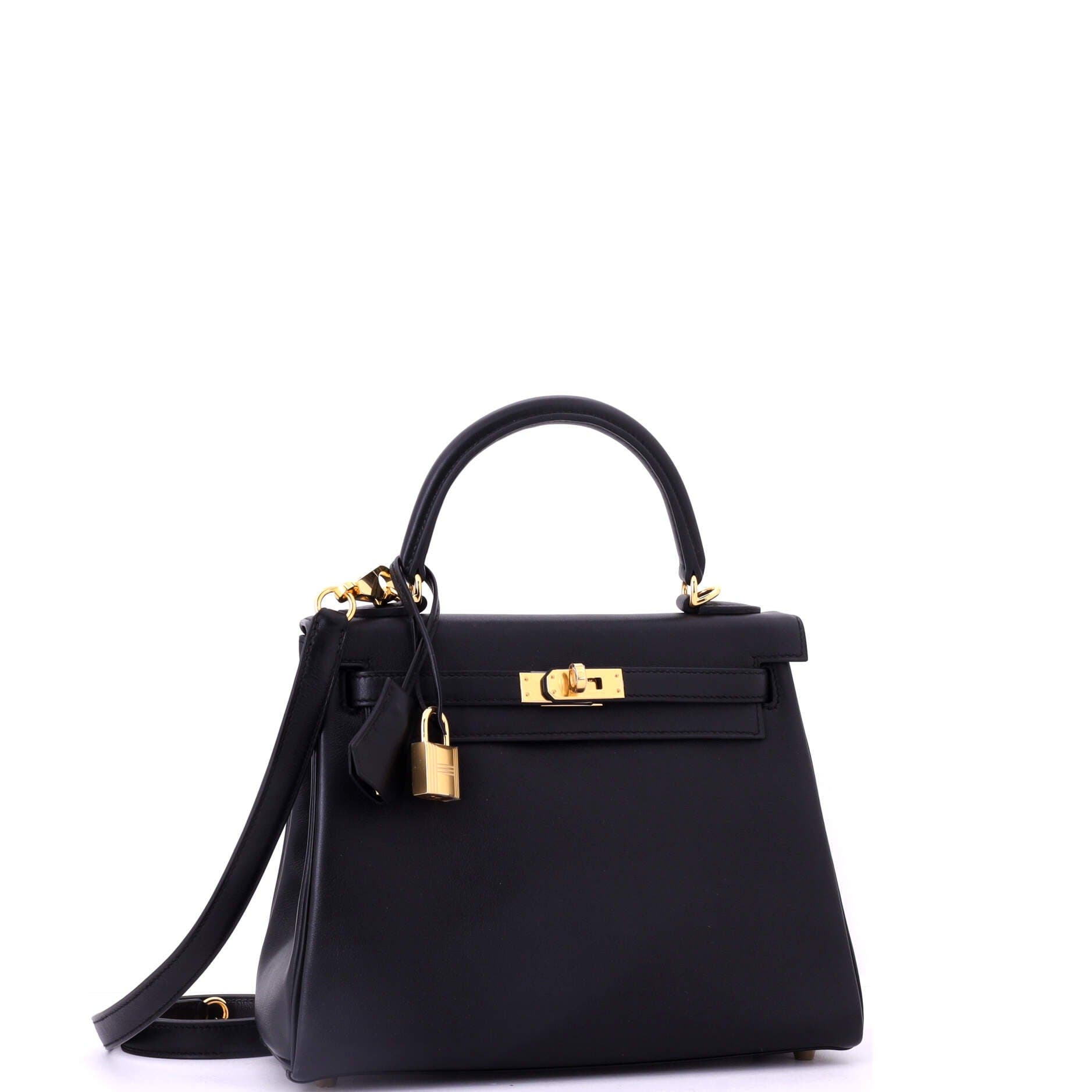 Pre-Owned Hermes Kelly Handbag Black Swift with Gold Hardware 25, Alternate, color, Noir