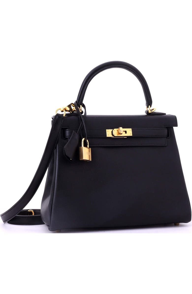 Pre-Owned Hermes Kelly Handbag Black Swift with Gold Hardware 25, Alternate, color, Noir