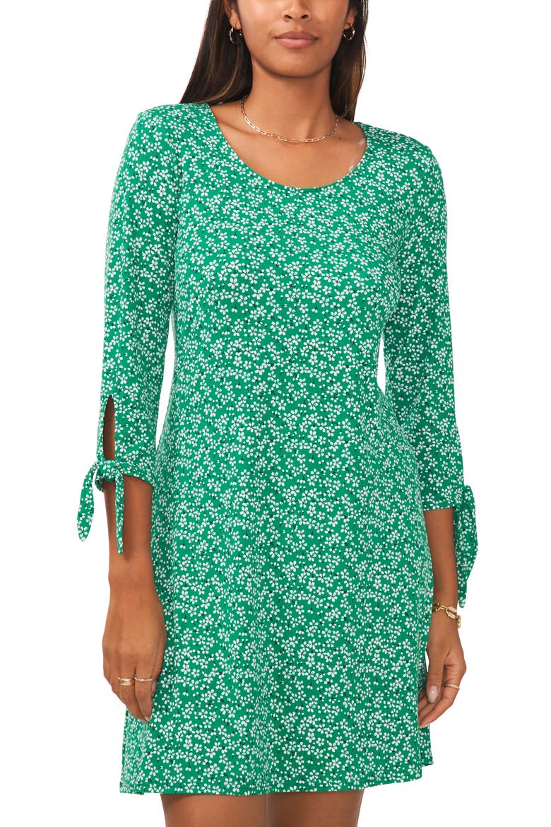 Floral Print Swing Dress, Alternate, color, LUXE GREEN