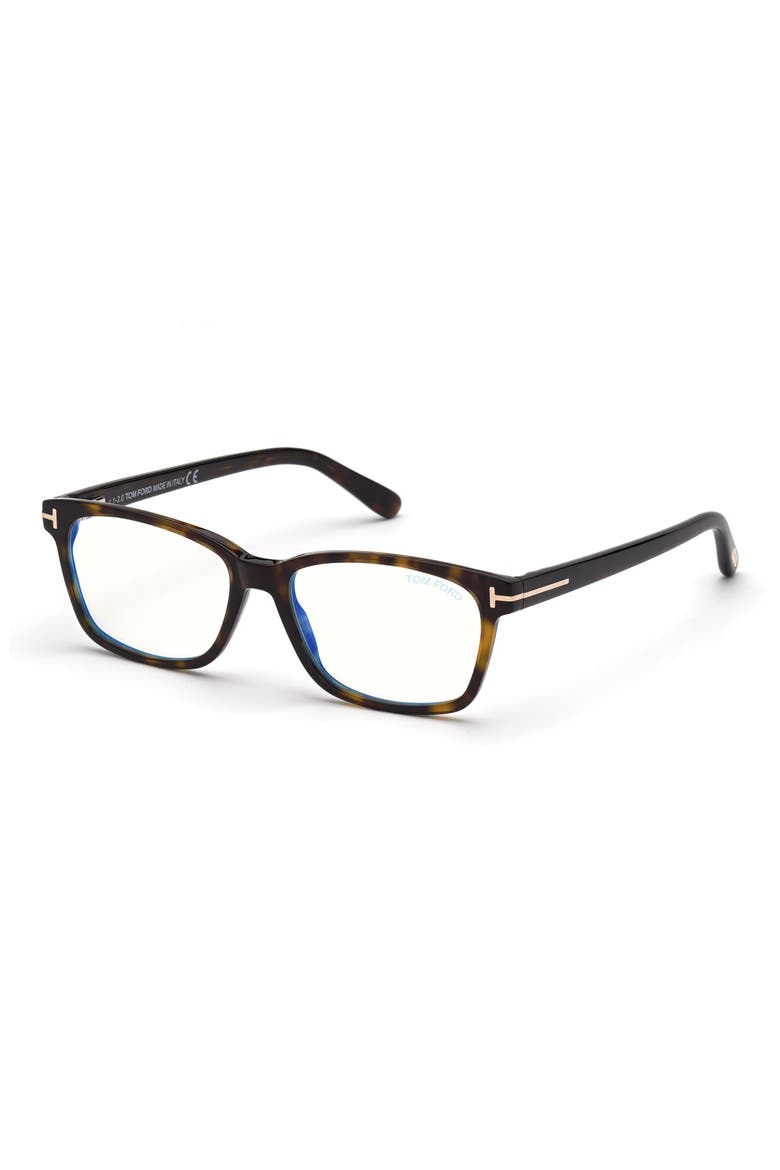 53mm Rectangular Blue Light Blocking Optical Glasses, Alternate, color, HAVANA / BLUE BLOCK