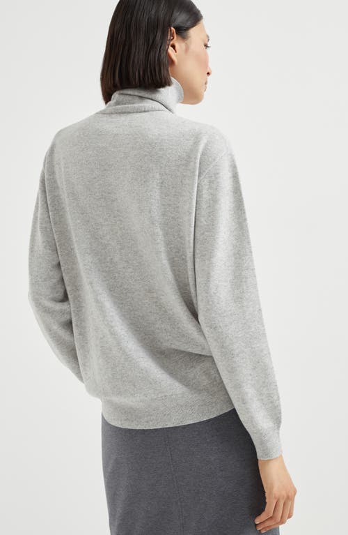 Brunello Cucinelli Light Grey Turtleneck In Cashmere Blend In Gray