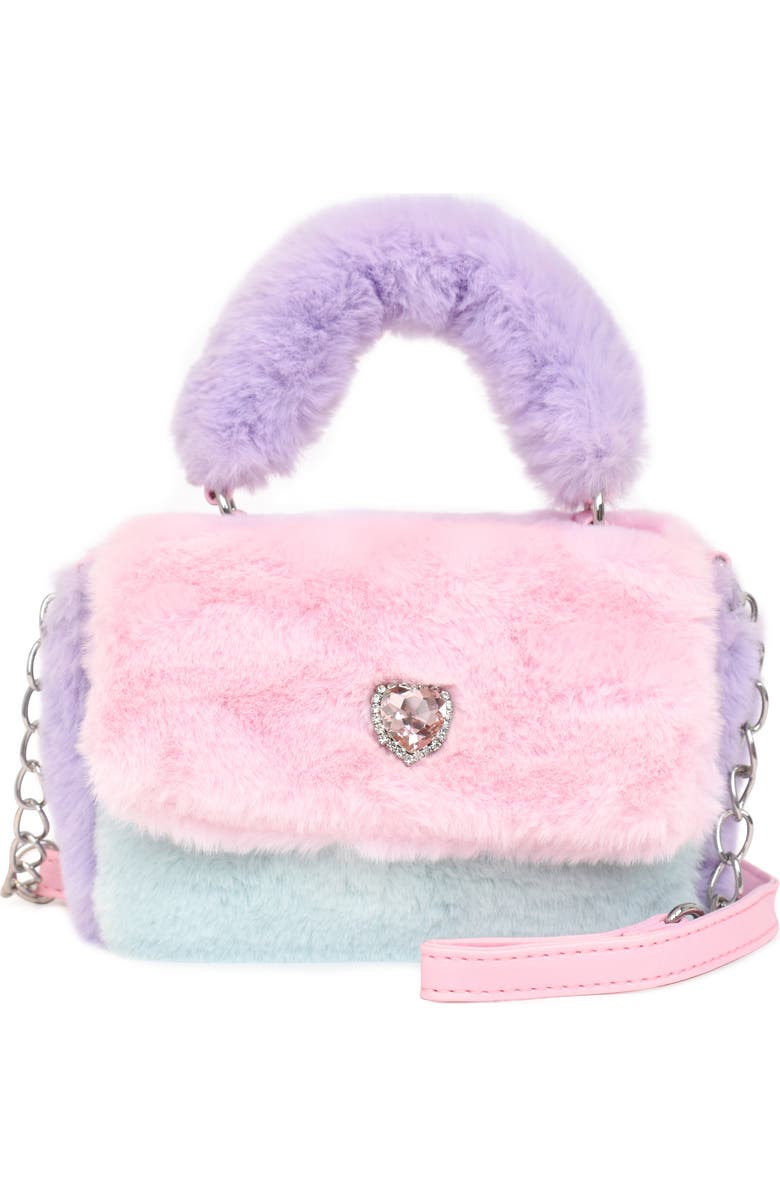 OMG Accessories Kids' Heart Faux Fur Crossbody Bag, Main, color,