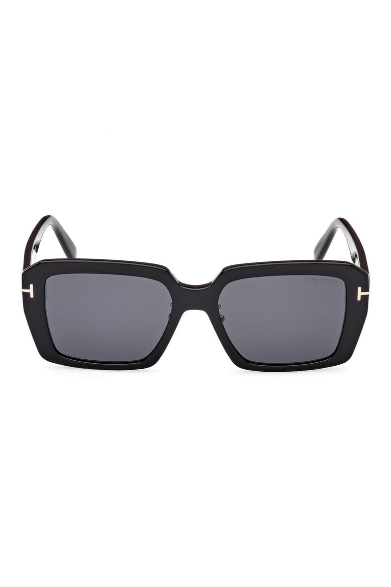 54mm Square Sunglasses, Main, color, SHINY BLACK / SMOKE