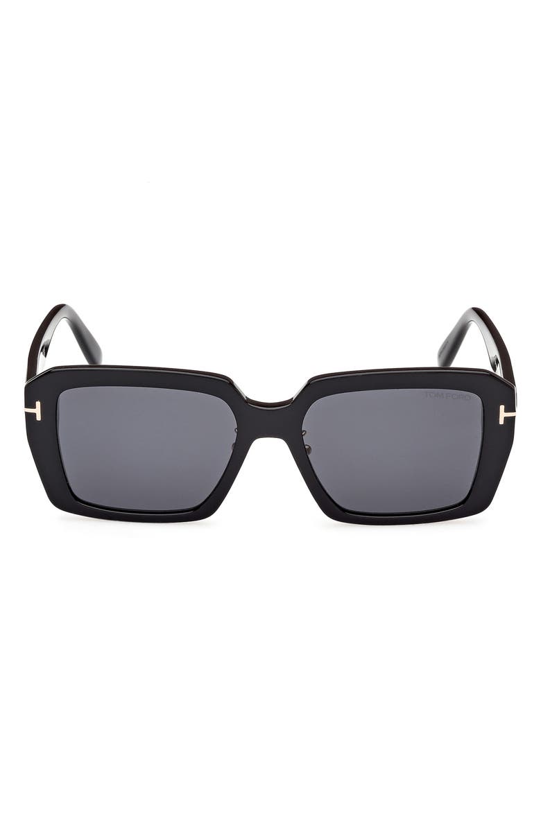 TOM FORD 54mm Square Sunglasses, Main, color, Shiny Black / Smoke