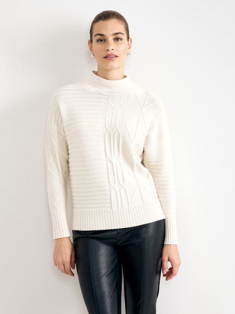 Zinnia Mock Neck Cable Knit Jumper