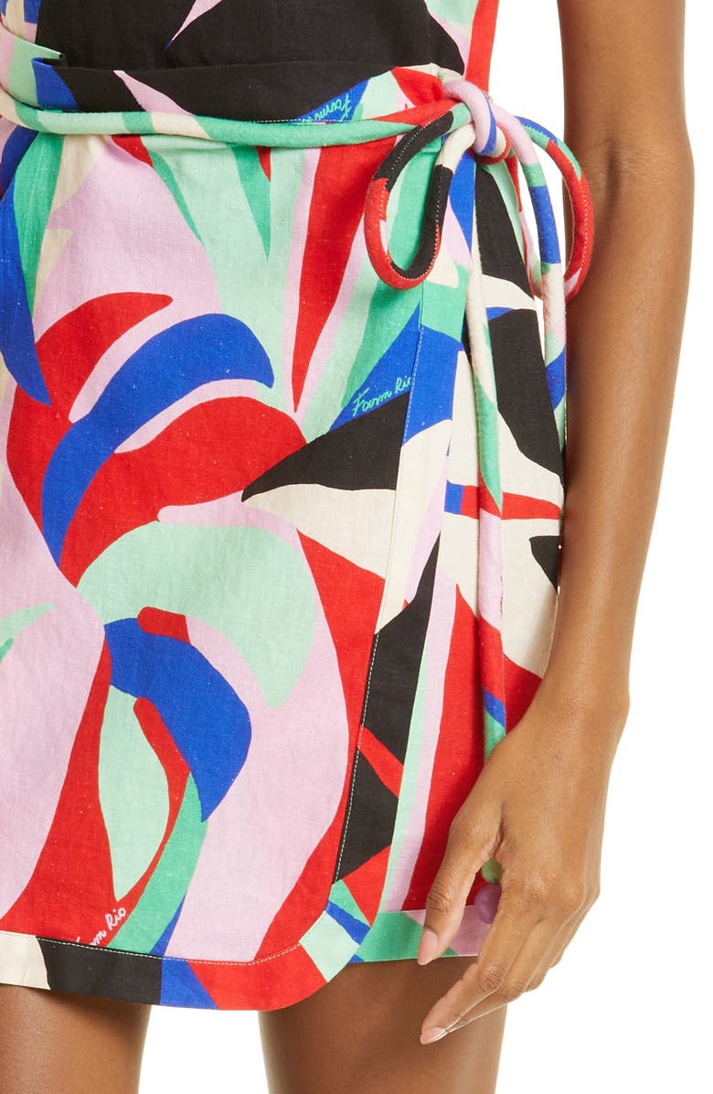 FARM Rio Monstera Leaf Linen Blend Sundress, Alternate, color, 