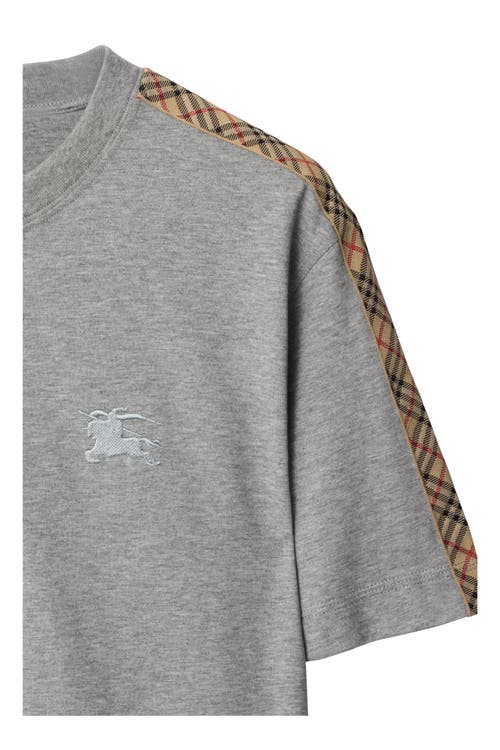 Burberry Check Trim Cotton T-shirt In Gray