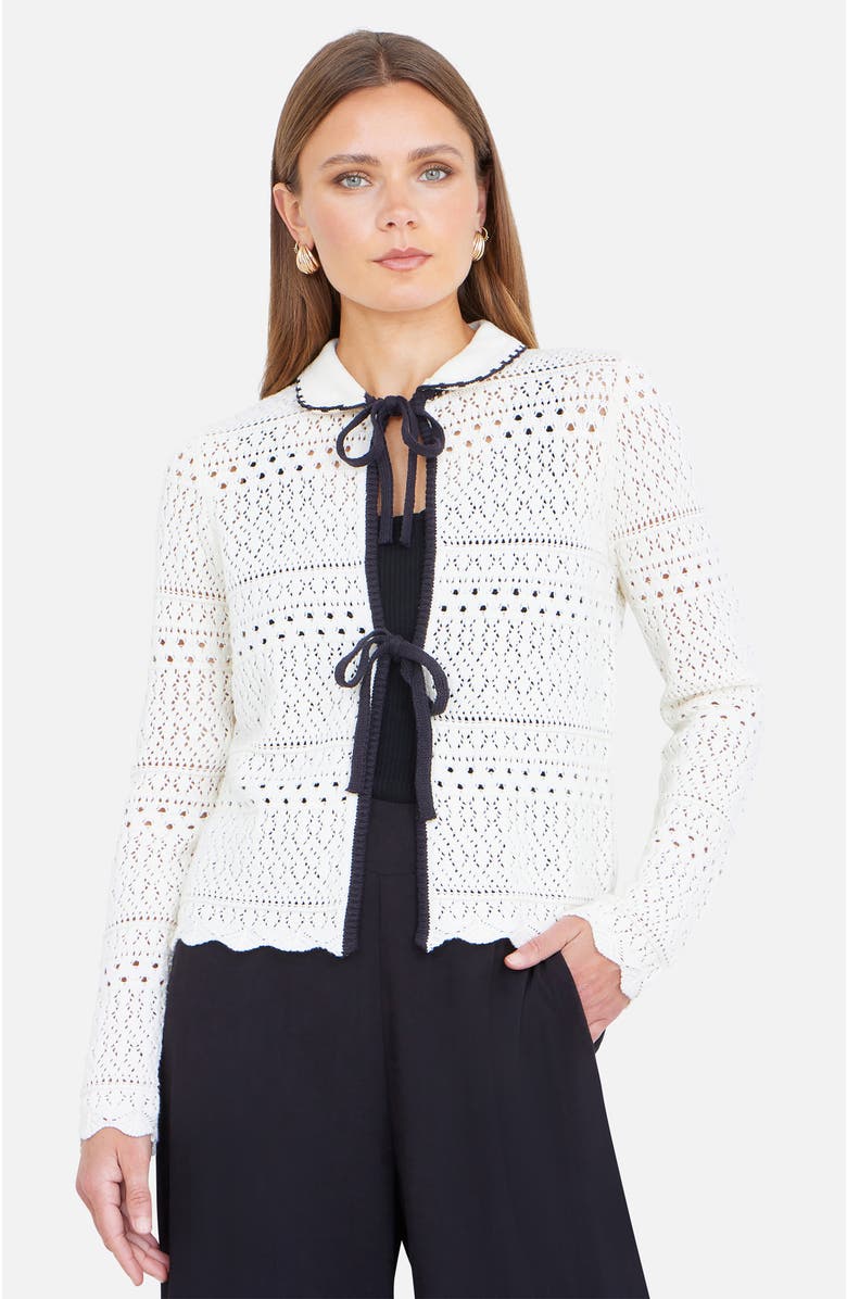 Yumi Peter Pan Collar Knitted Cardigan, Main, color, Ivory