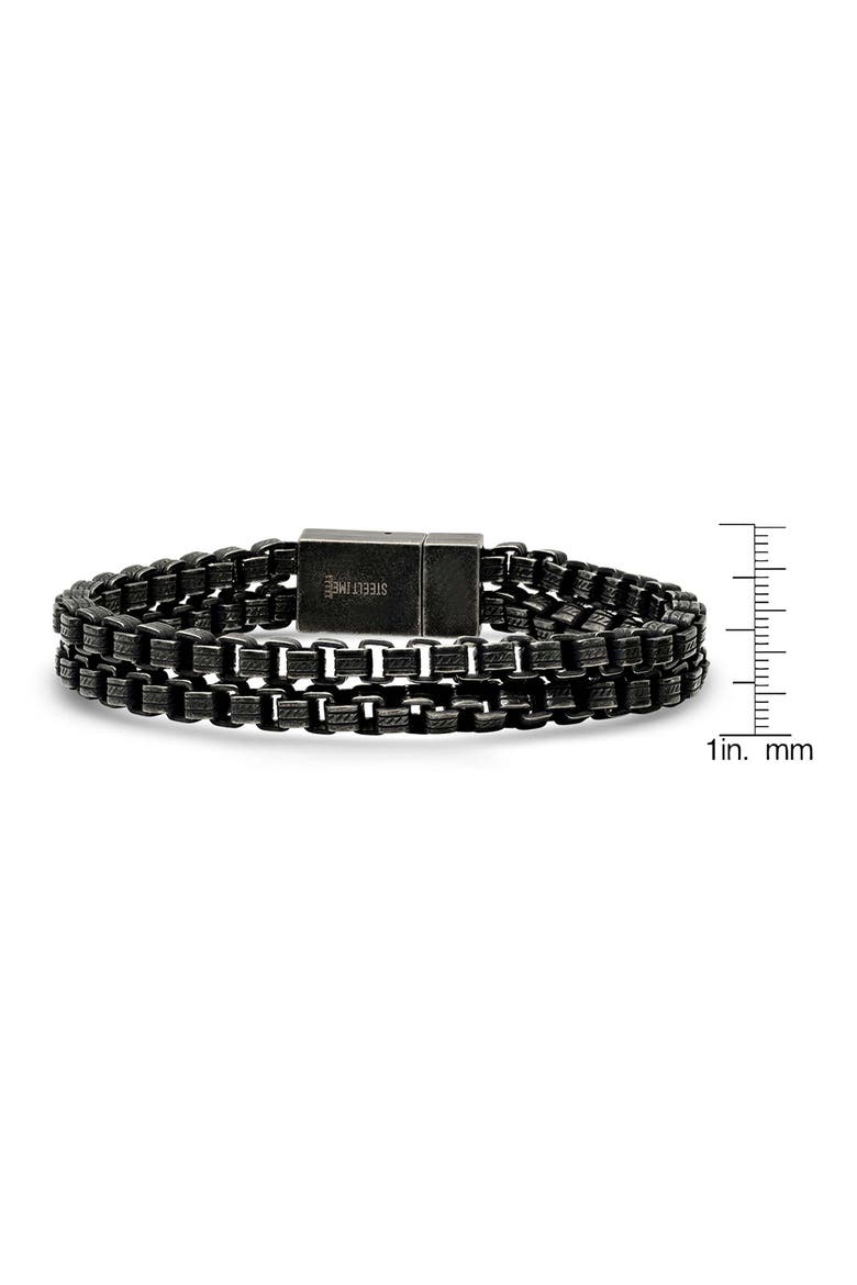 Men's Gunmetal Stainless Steel Box Chain Bracelet, Alternate, color, BLACK