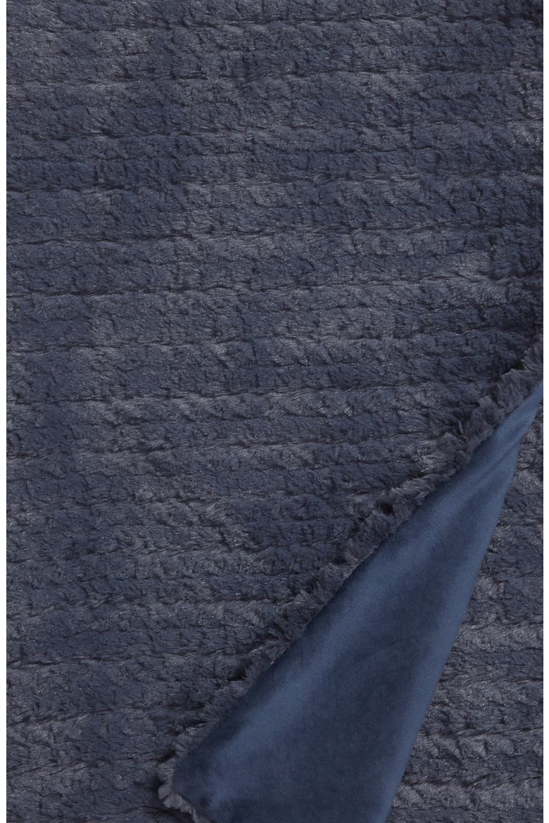Faux Fur Throw Blanket, Alternate, color, BLUE GRISAILLE