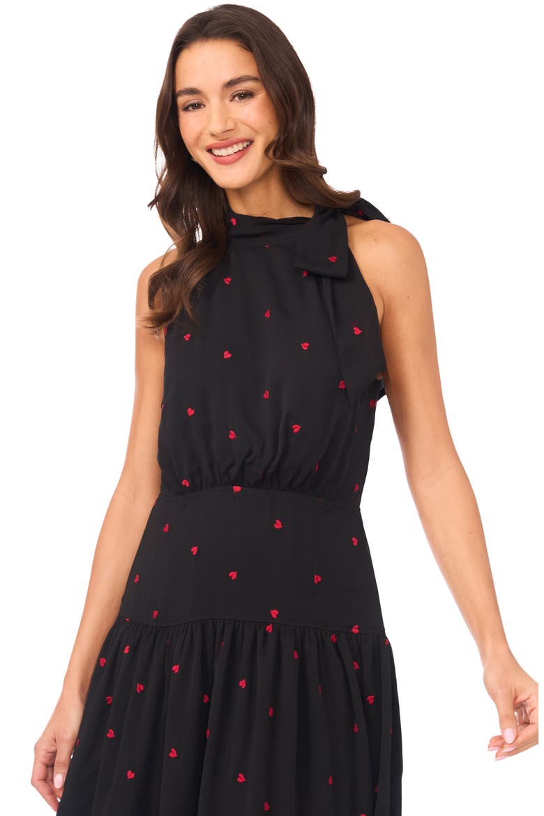 Embroidered Sleeveless Tiered Maxi Dress, Alternate, color, RICH BLACK