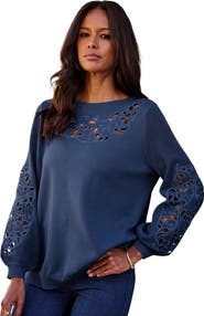 Roaman's Plus Size Pullover Sweater With Cutout Detail